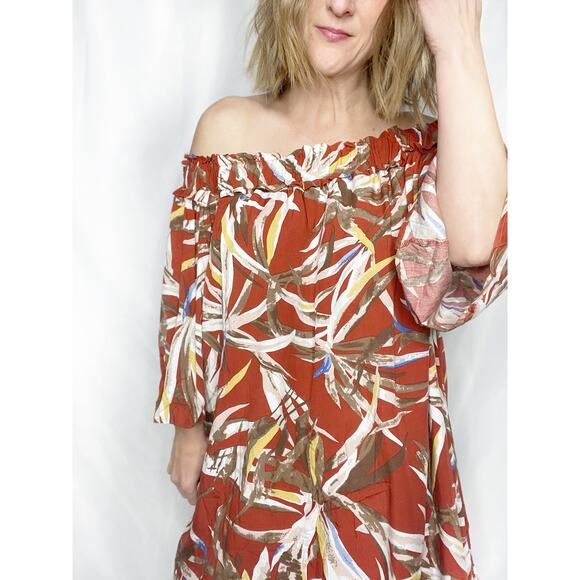 Tropical Off the Shoulder Mini Dress - Picture 3 of 4